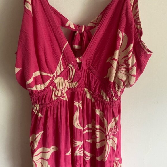Angie Pink Floral Maxi Dress Boho Tropical Beach - Picture 2 of 6